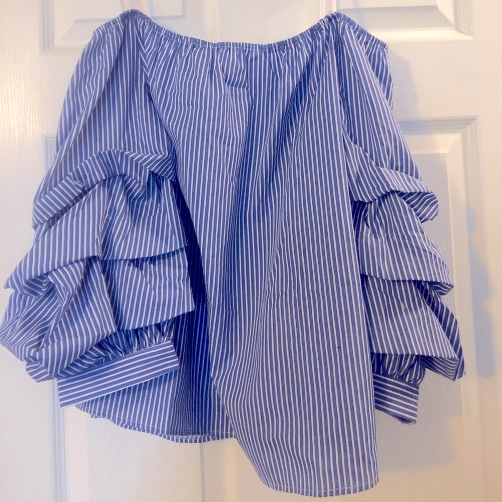Off the shoulder top with ruffled sleeves